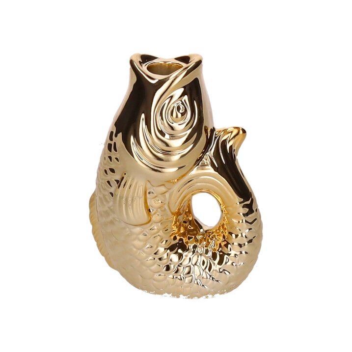 Kerzenhalter "Fisch" Gold Keramik 16cm