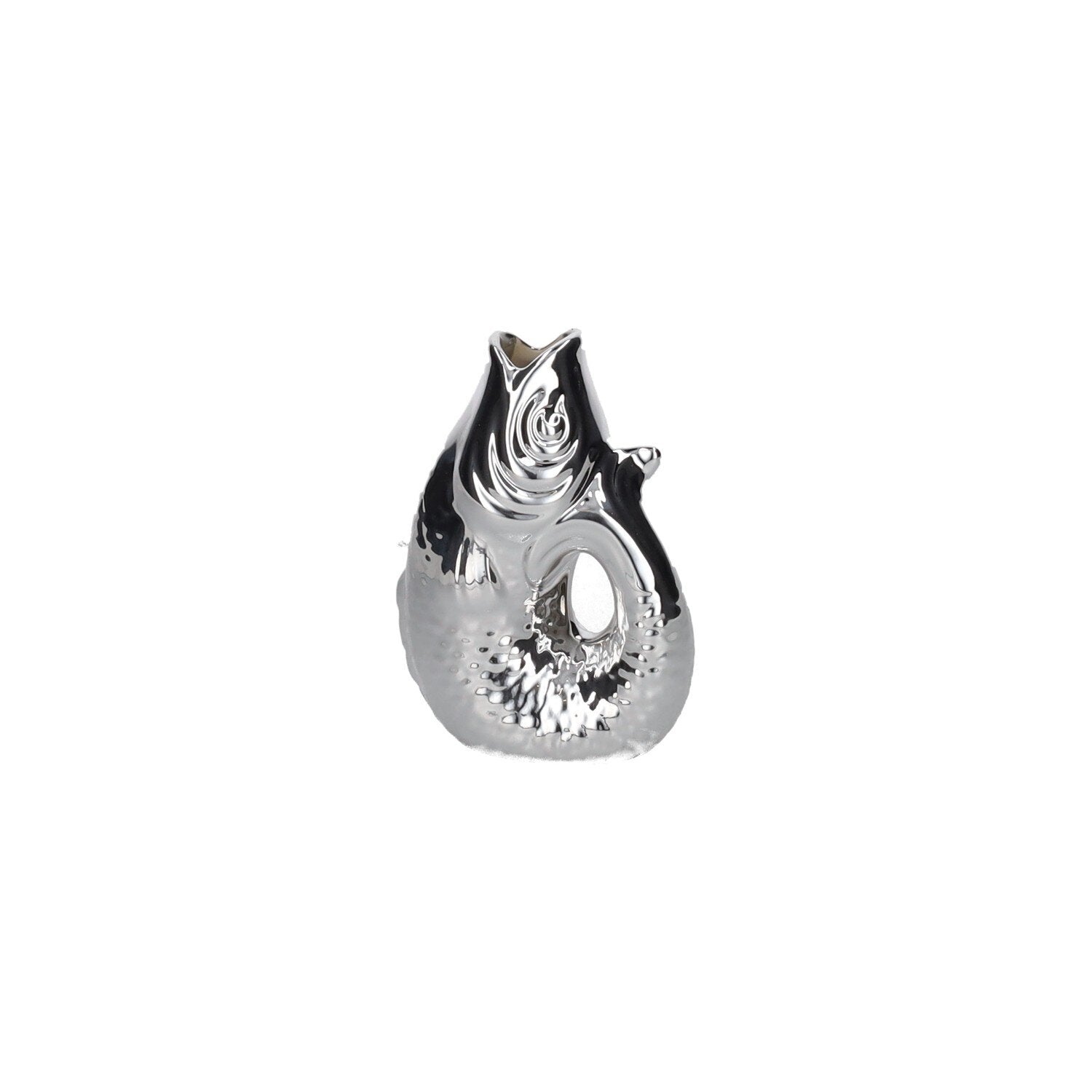 Vase "Fisch" Keramik Silber 13cm