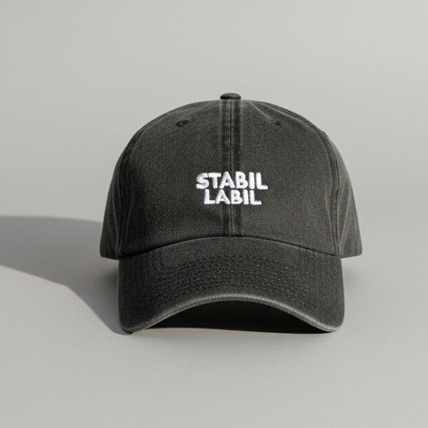 Basecap „STABIL LABIL“ vintage-schwarz
