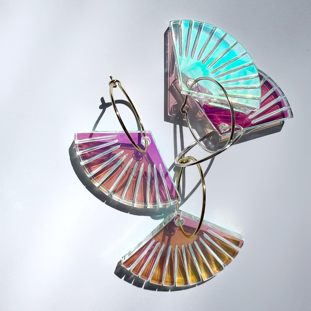 Ohrhänger „Famose Fächer“ Plexiglas Regenbogen