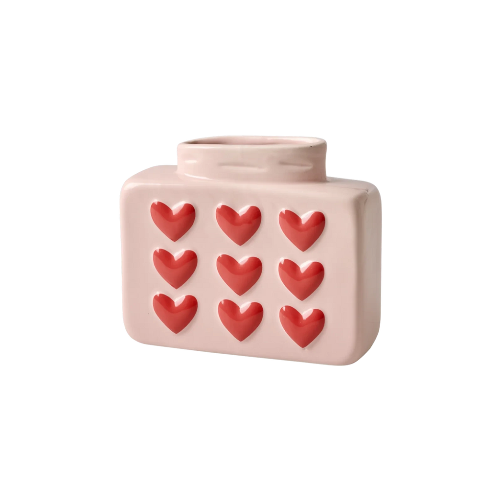 Vase "Herzen" eckig Keramik