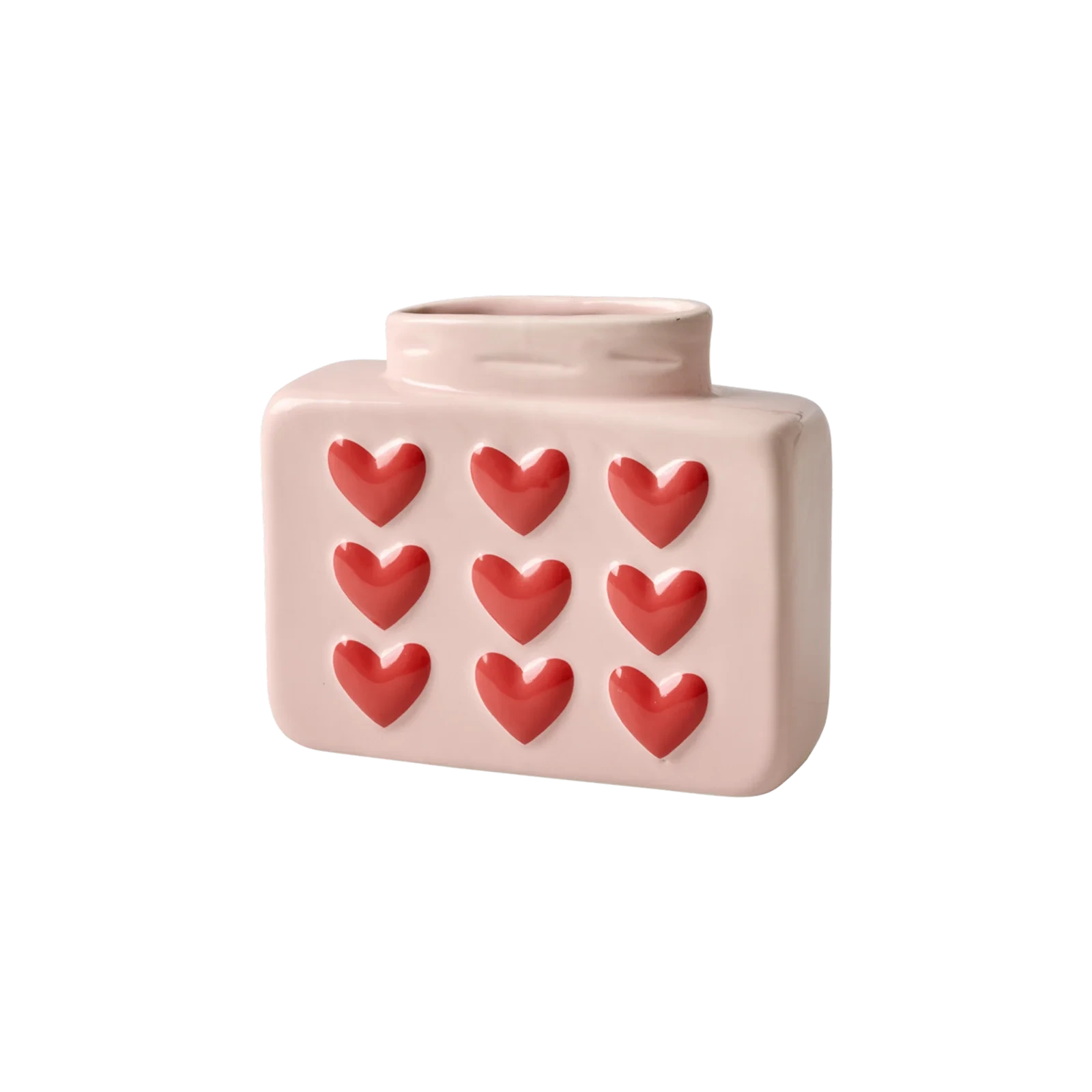 Vase "Herzen" eckig Keramik