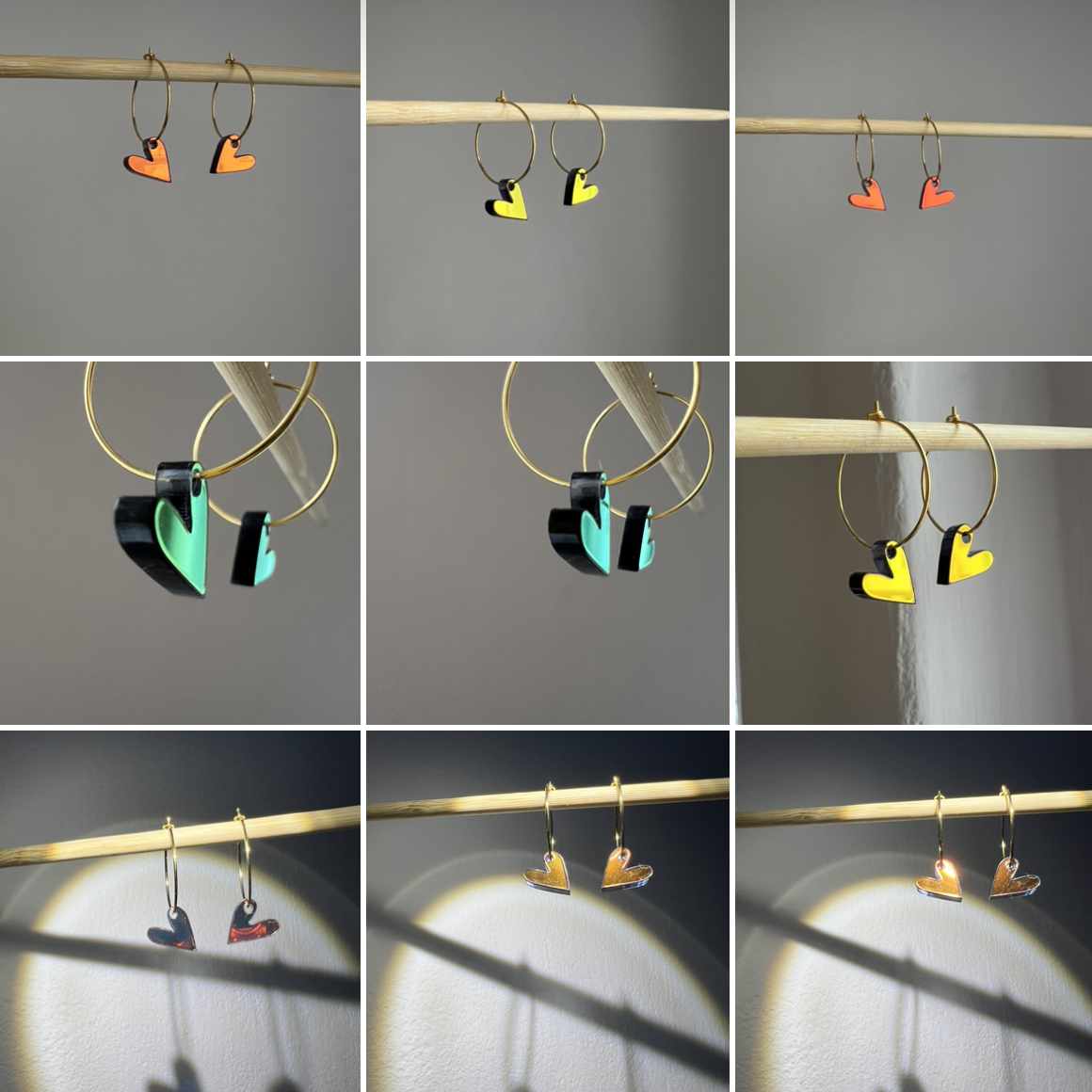 Ohrhänger „Herz“ Plexiglas Regenbogen-Schwarz