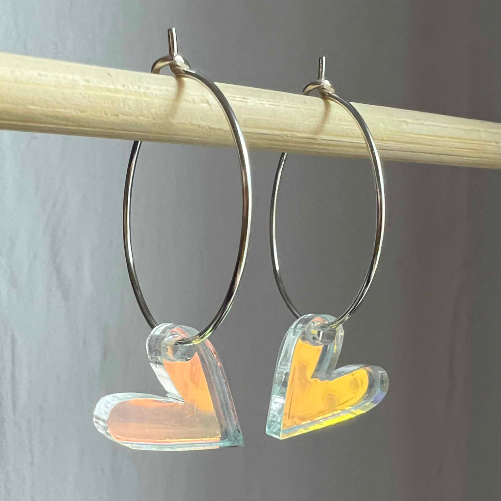 Ohrhänger "Herz“ Plexiglas Regenbogen