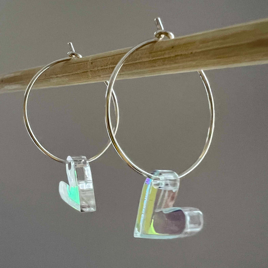 Ohrhänger "Herz“ Plexiglas Regenbogen
