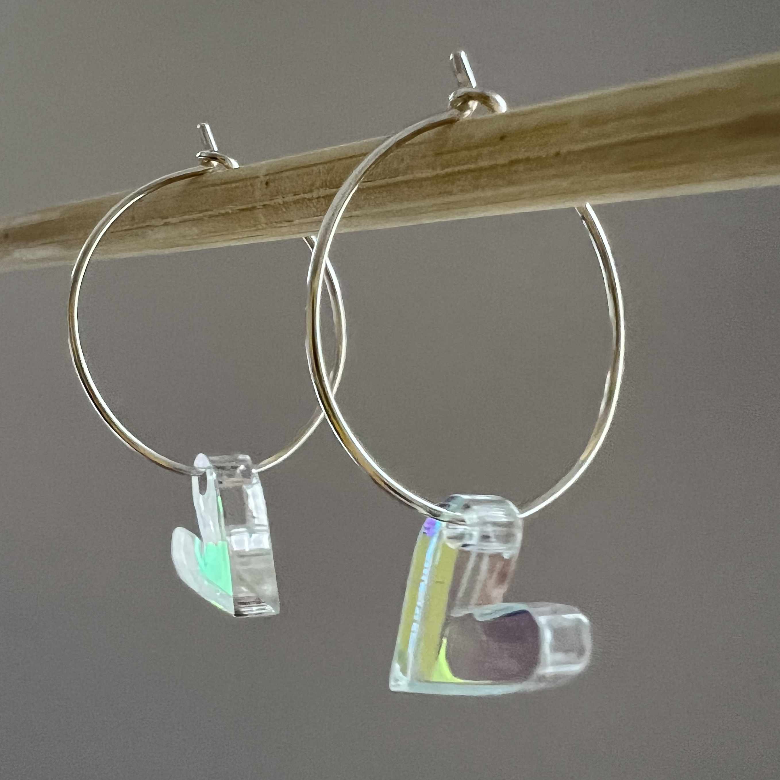 Ohrhänger "Herz“ Plexiglas Regenbogen