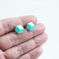 Ohrstecker Cube "Ambivalenz" Seegrün/Gold small