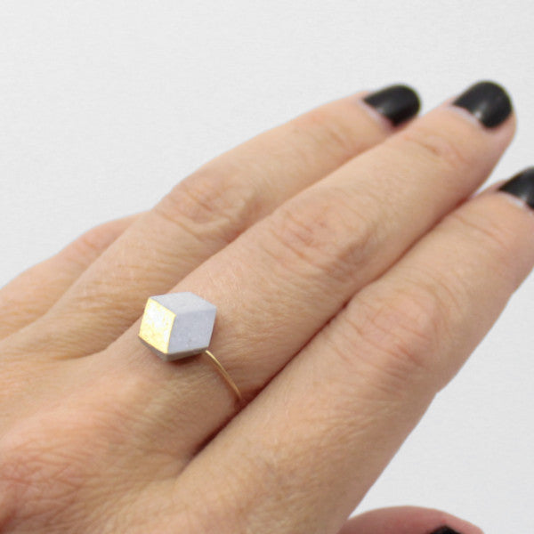 Ring Cube "Ambivalenz" small Grau-Gold