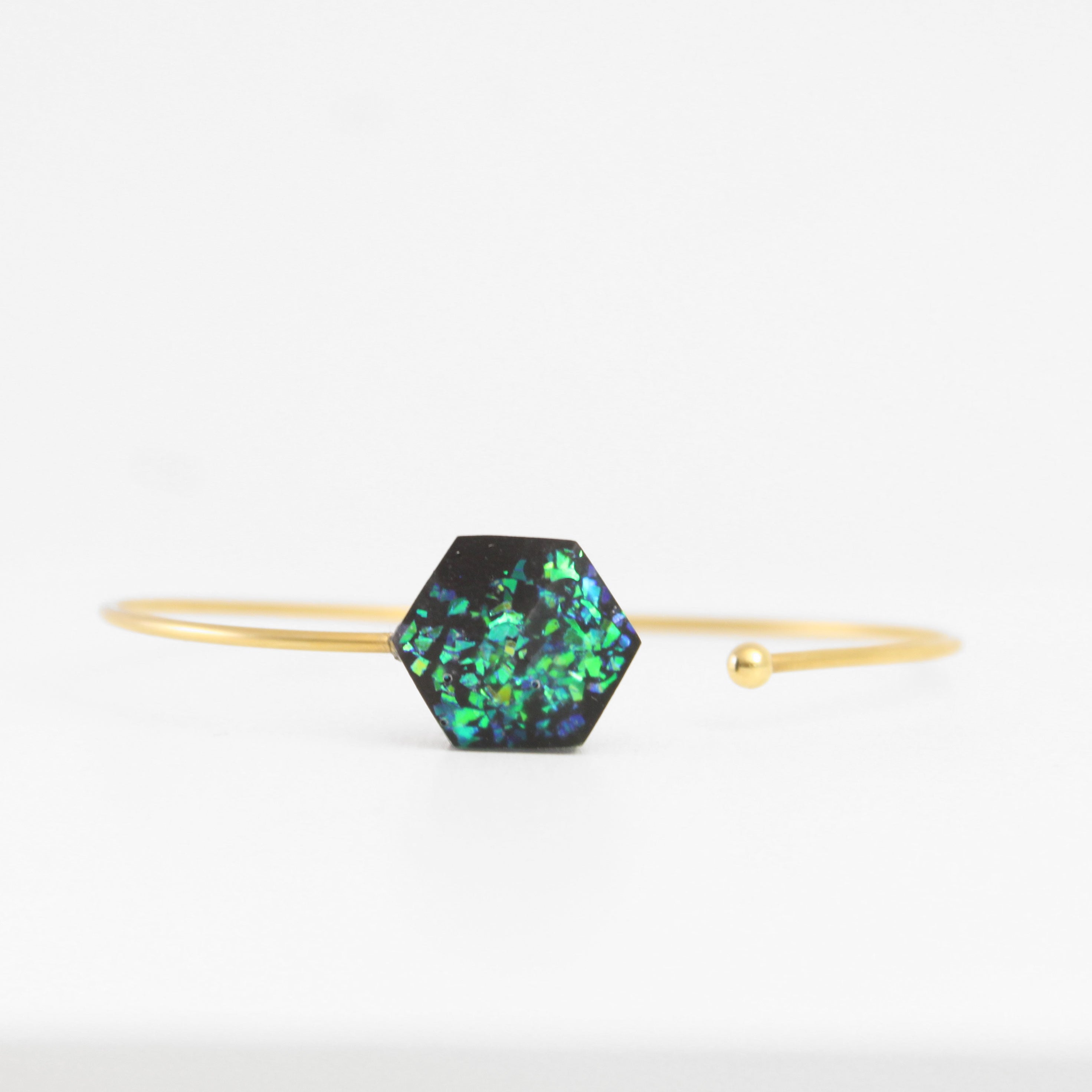 Armband Cube offen "Ocean" Blau-Grün