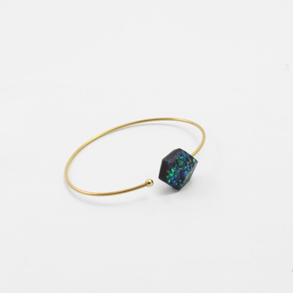 Armband Cube offen "Ocean" Blau-Grün