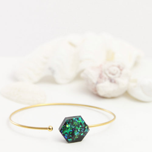 Armband Cube offen "Ocean" Blau-Grün