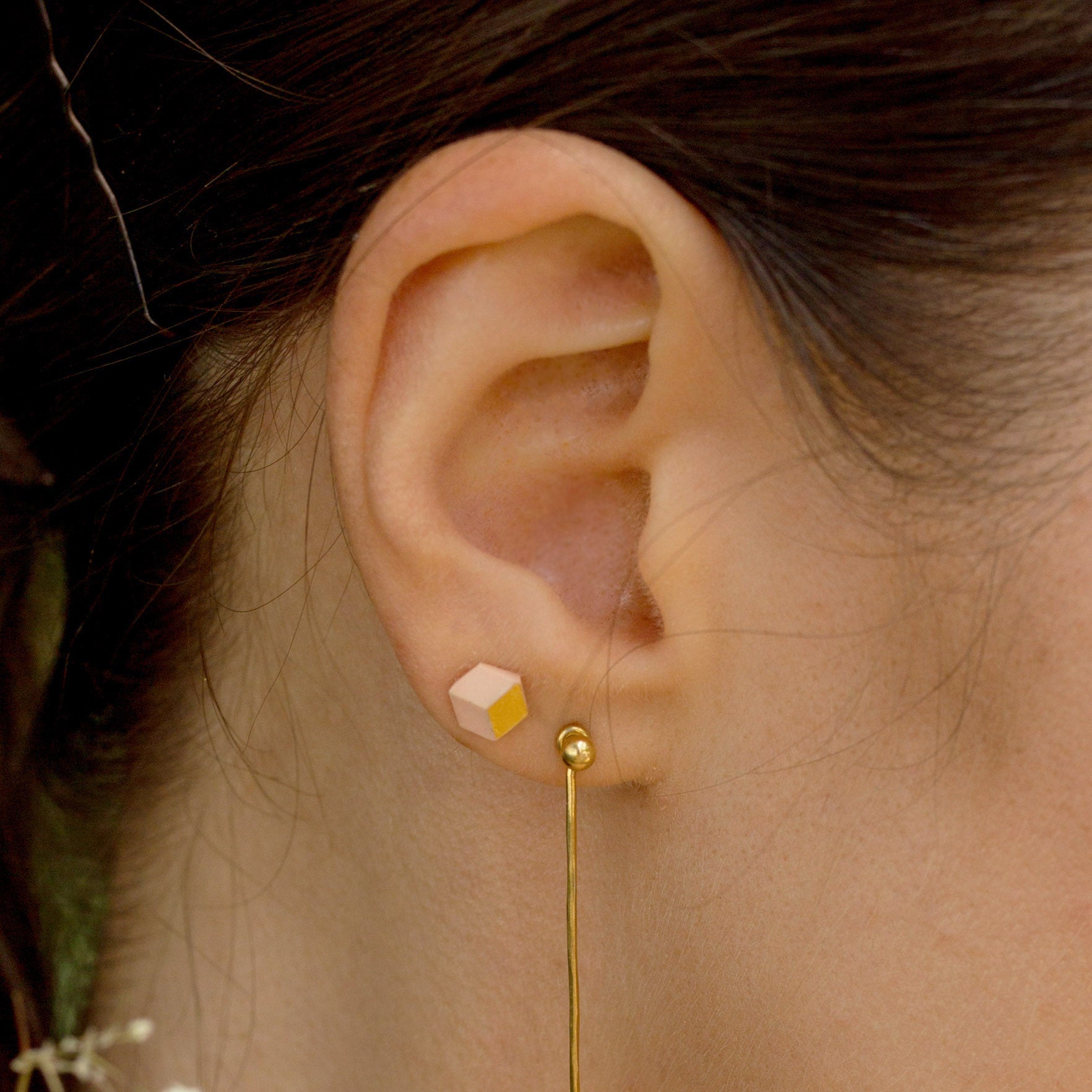 Ohrstecker Cube "Ambivalenz" mini Rosa/Gold mini