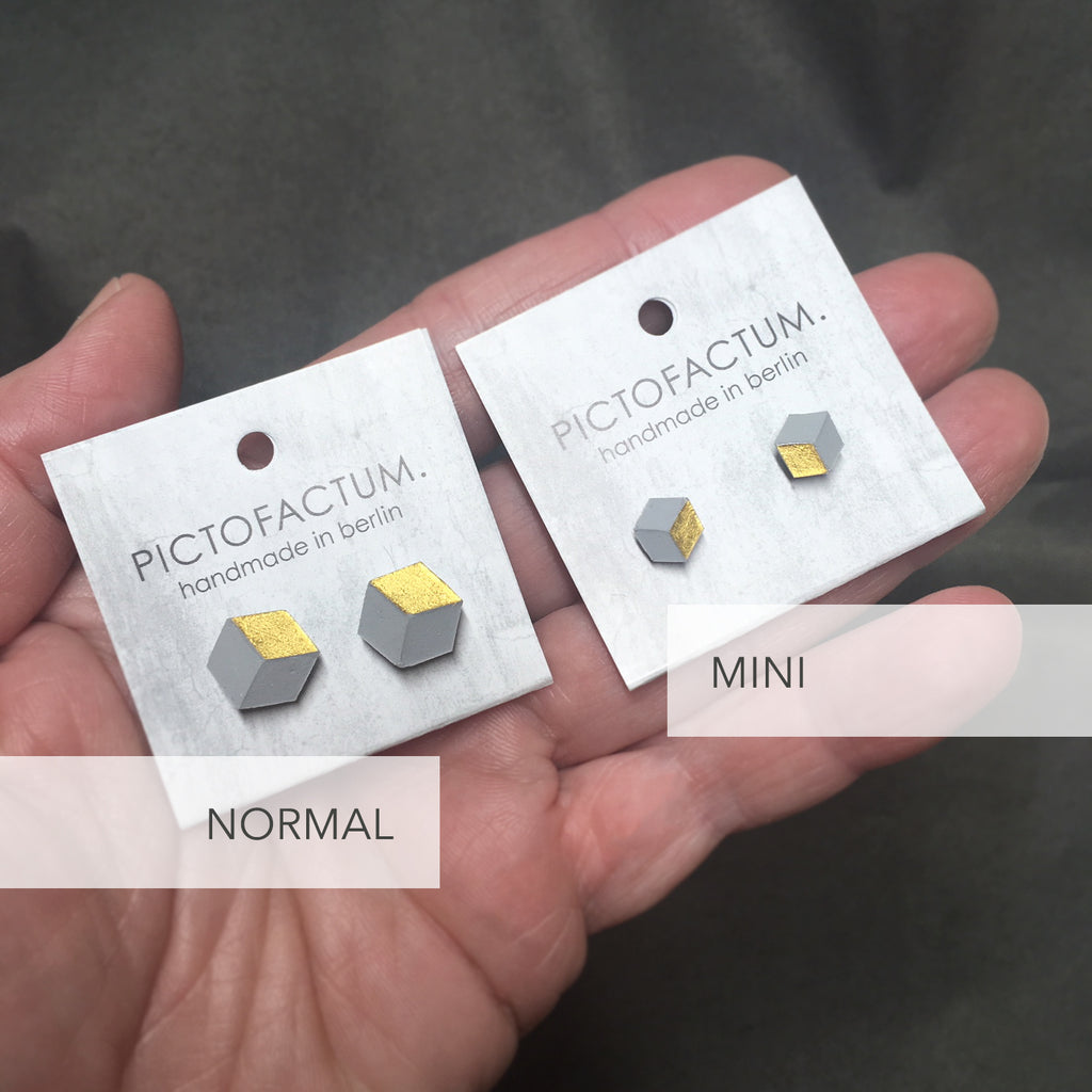 Ohrstecker Cube "Ambivalenz" Grau/Gold mini