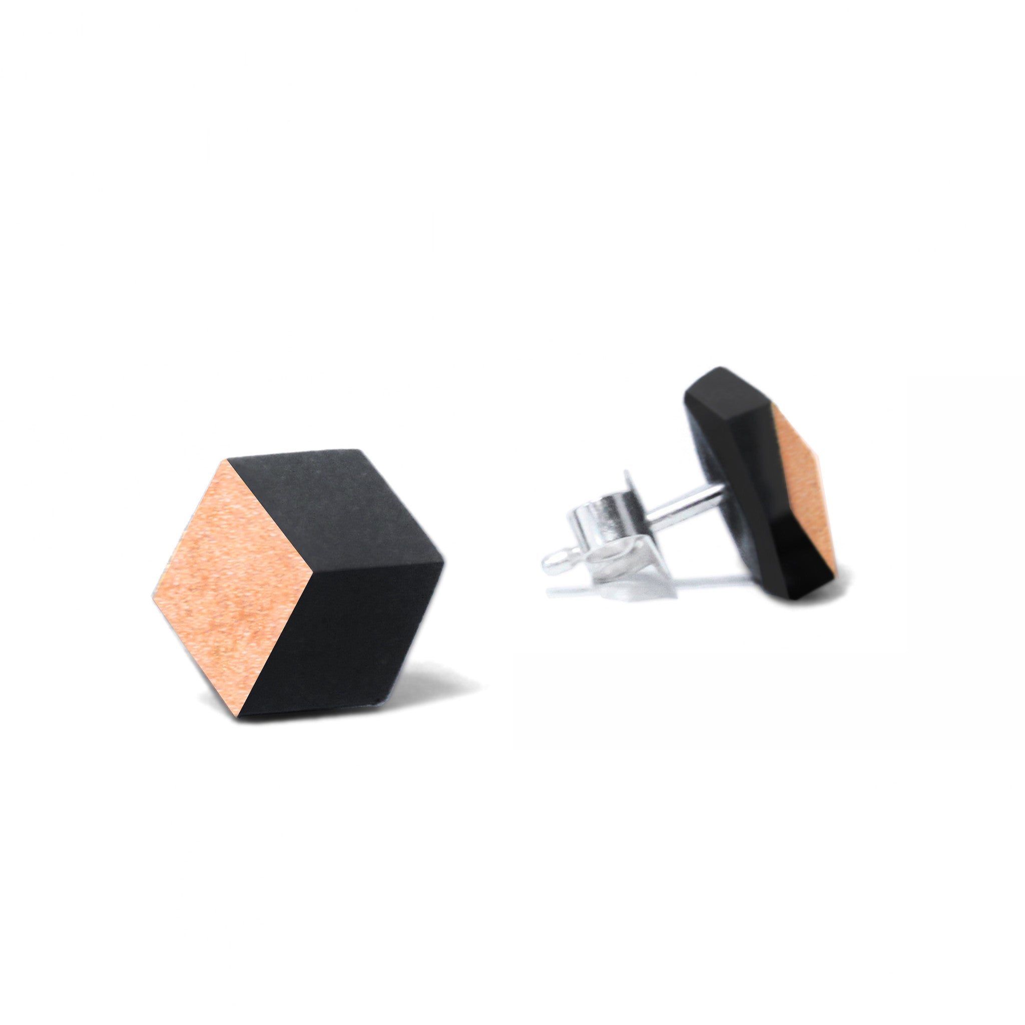 Ohrstecker Cube "Ambivalenz" Schwarz/Kupfer small