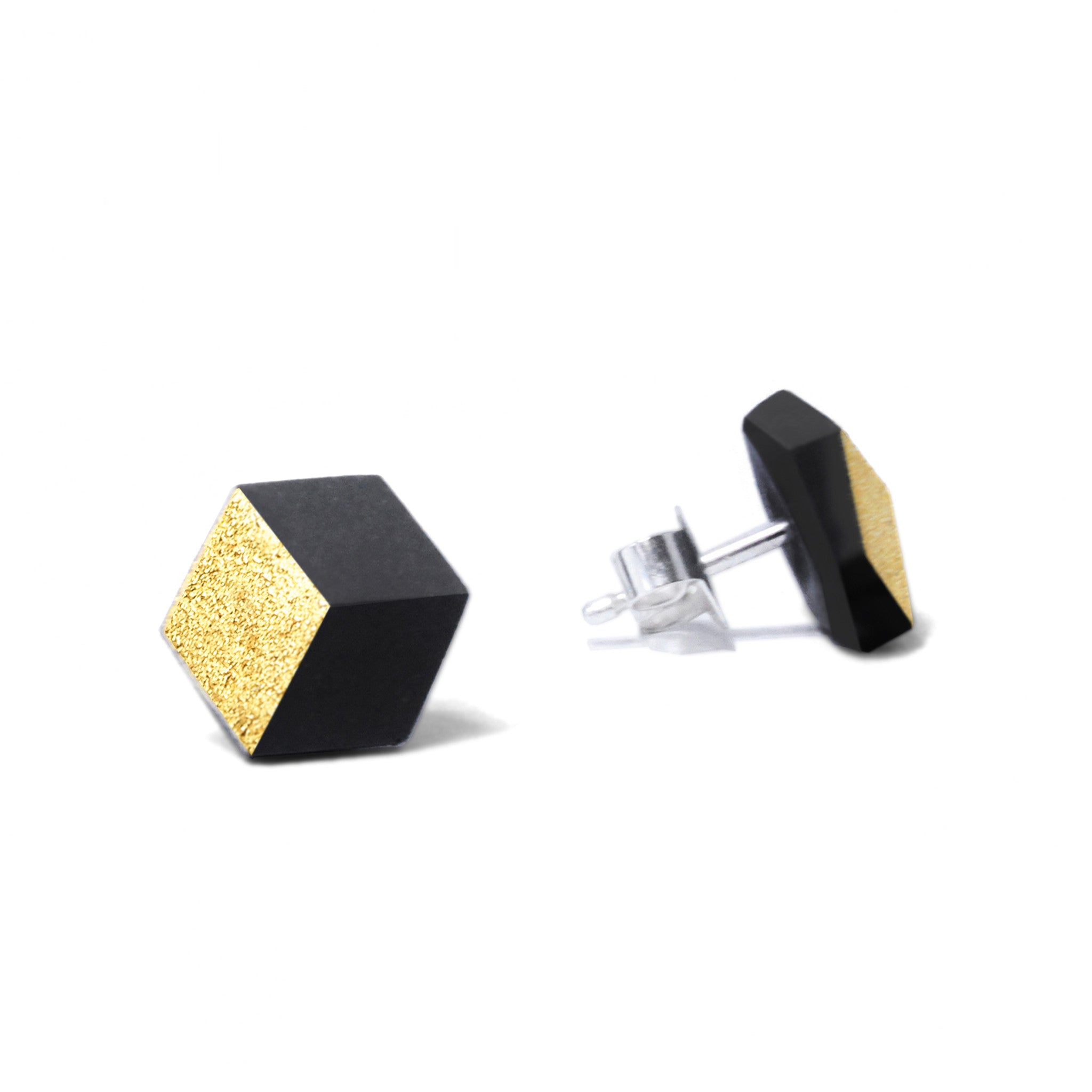 Ohrstecker Cube "Ambivalenz" Schwarz/Gold small