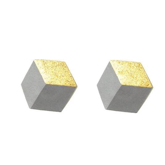 Ohrstecker Cube "Ambivalenz" Grau/Gold small