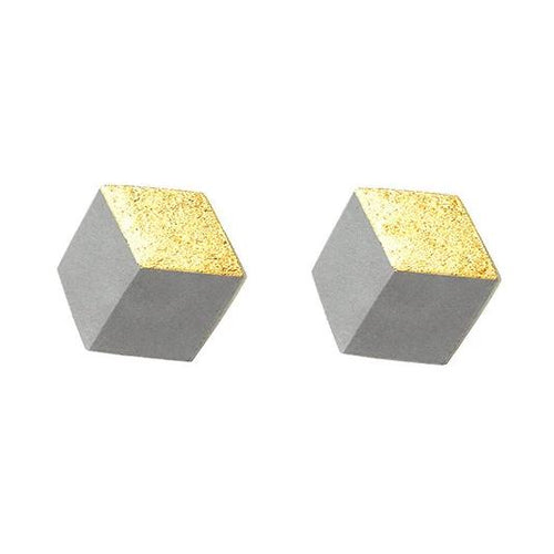 Ohrstecker Cube "Ambivalenz" Grau/Gold mini