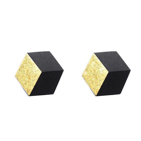 Ohrstecker Cube "Ambivalenz" Schwarz/Gold small