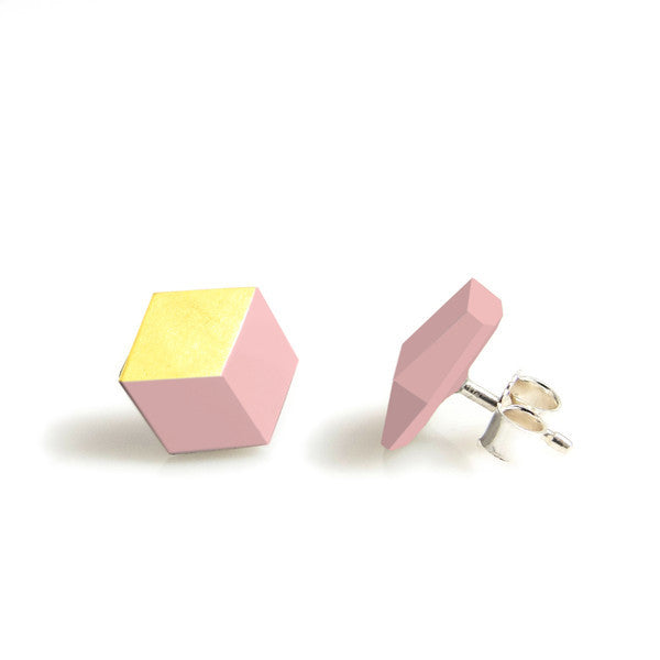 Ohrstecker Cube "Ambivalenz" Rosa/Gold small