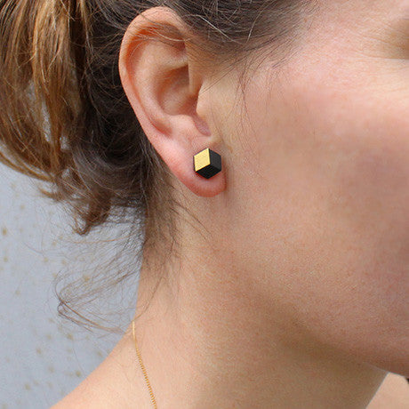 Ohrstecker Cube "Ambivalenz" Schwarz/Gold small