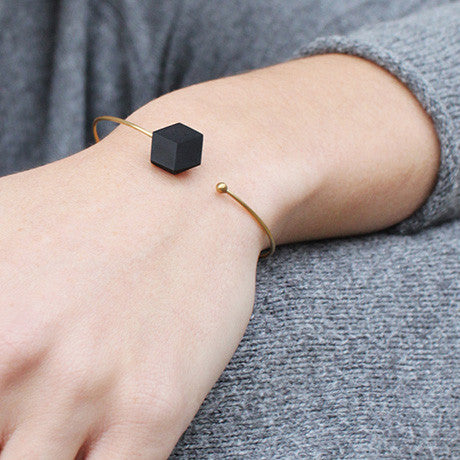 Armband Cube offen "Purismus" Schwarz