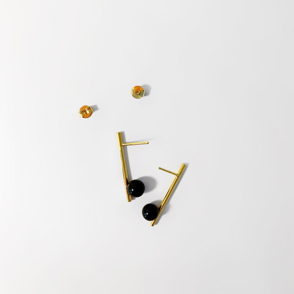 Ohrstecker „Deco“ Schwarz/Gold
