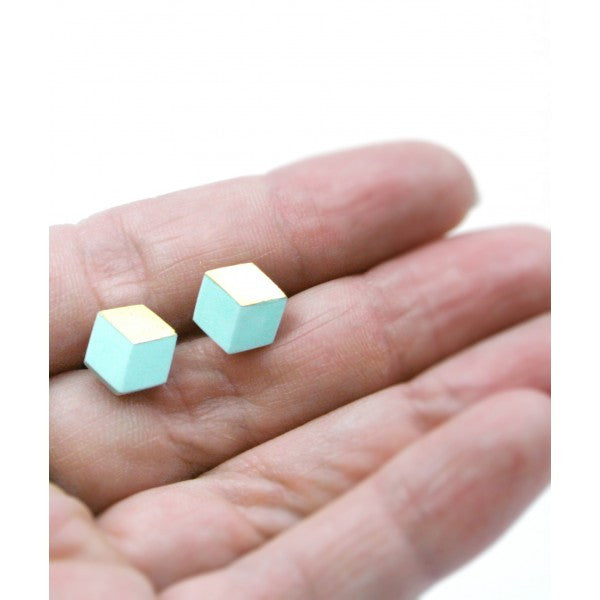 Ohrstecker Cube "Ambivalenz" Mint/Gold small