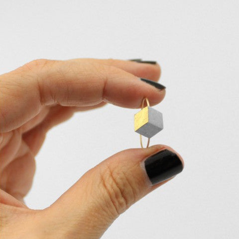 Ring Cube "Ambivalenz" small Grau-Gold