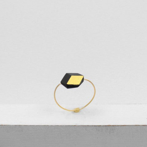 Ring Cube "Ambivalenz" small Schwarz-Gold